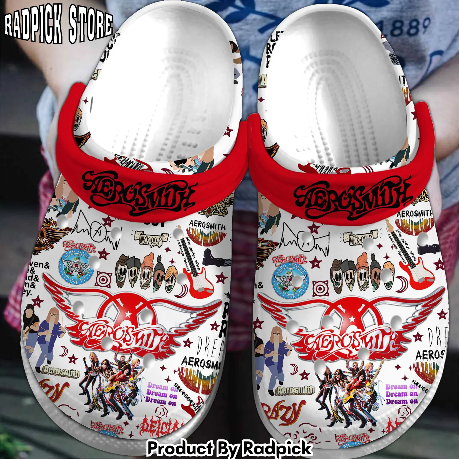 Radpick aerosmith music crocss crocband clogs shoes comfortable for men women and kids footwearelite exclusive rp6528322